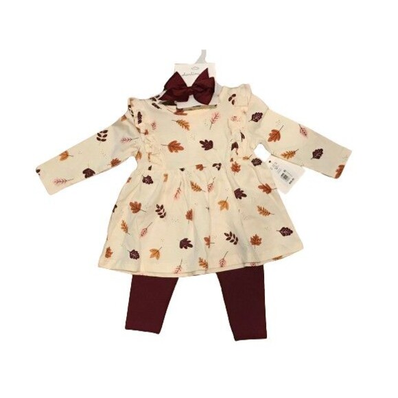 Girl's 9 Month 3 piece set Top, Pants and Hair bow - Picture 1 of 2